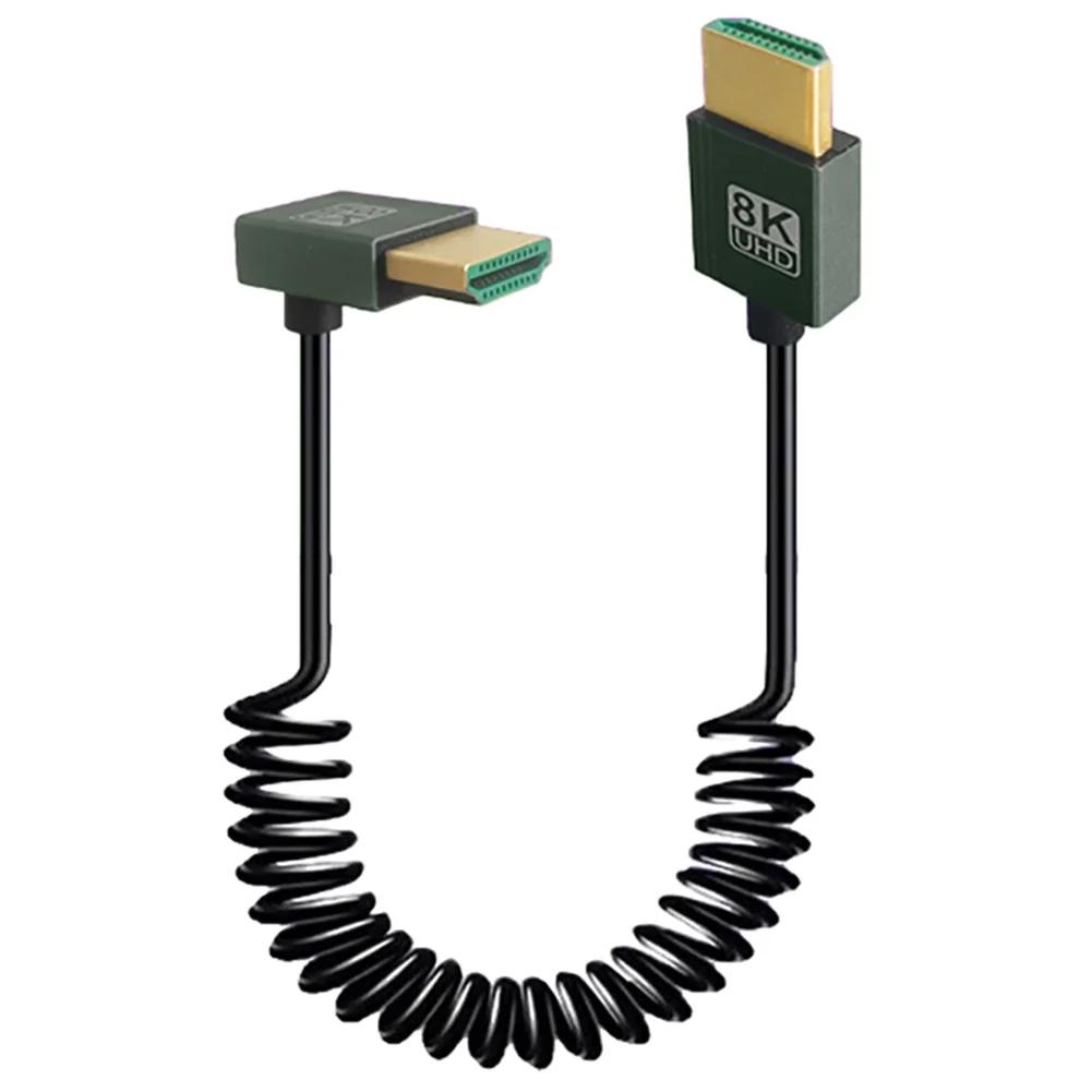 8K HDMI-Compatible To HDMI-Compatible Coiled Cable 48Gbps HDMI-Compatible To Mini/Micro HD Cable for Camera/Camcorder/PC/Monitor