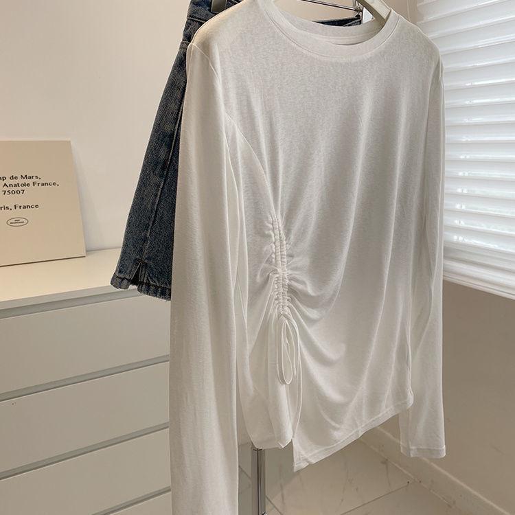 QFD-Irregular Drawstring Micro-Transparent Long Sleeve T-Shirt - Comfortable, Loose, Sun Protection Summer Cardigan