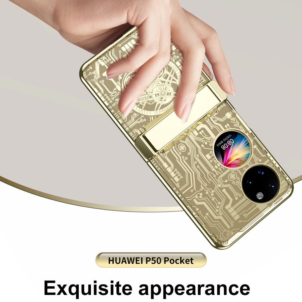 Mechanical Legend Series for Huawei P50 Pocket Electroplating Case Hinge Kickstand PC Cover