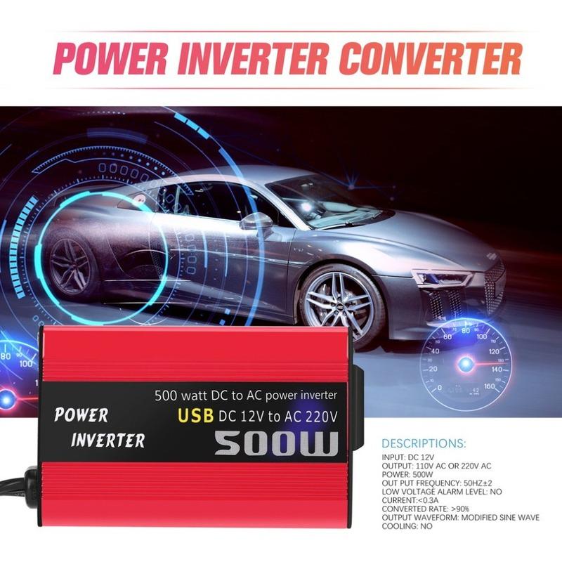 500W DC to AC Power Converter DC 12V to 110V 220V AC Car Inverter Automatic Transformer With Dual USB Car Adapter 100% Brand 12V to 110V AC