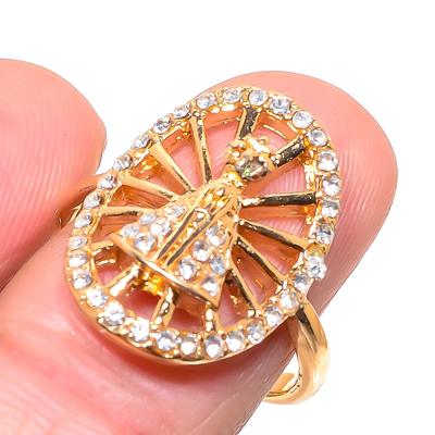 Natural Cubic Zirconia Gemstone Handmade 925 Sterling Silver Ring Size 8.5 V9L35