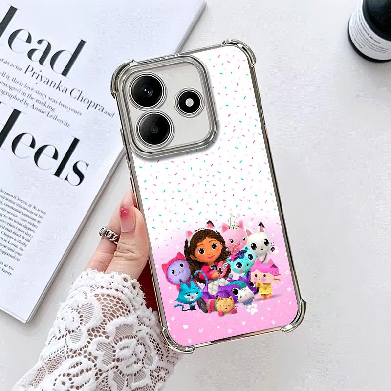 G-Gabbys Dollhouse Cartoon Plating Phone Case For Xiaomi Redmi Note 14 15 Pro Plus 13 12 11 11S 11T 10 9S 9 5G Anti-Fall Airabag