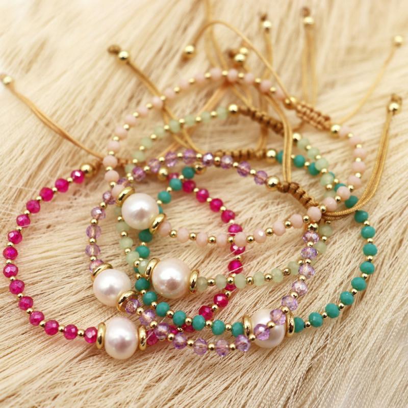 Faceted  Beaded Bracelet For Women  Natural Pearl Bracelets Jewelry Pulseras Femme Y2K Accessories