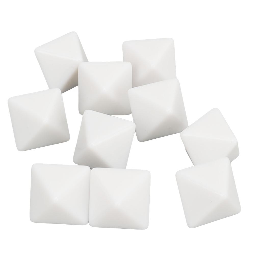 20PCS 8 Sided Dice Plastic Blank DIY Dice Set for Board Games Party Math Counting Teaching White
