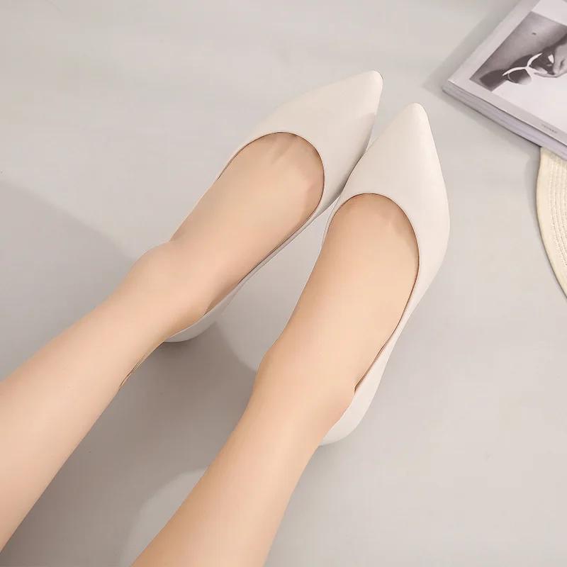 Fashion 2024Women Pumps  OL Style Leather Solid Shoes Low Thin Heels Single Shoes 3.5cmHeels Ladies Office Work Dress Wedges Heels Women