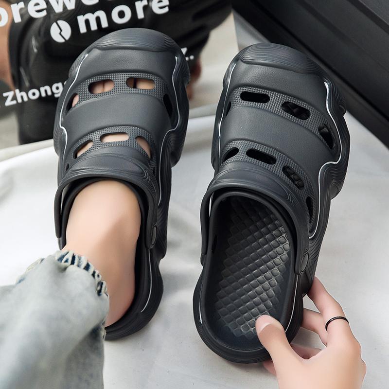 2 in 1 Fashion Men's Sandals Lightweight EVA Garden Shoes Indoor Outdoor Clogs Slippers Breathable Wading Shoes