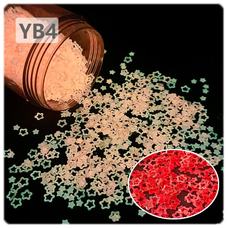 Luminous Hollow Plum Sequin Nail Art Patch: 4MM Glow, Mother-and-Child Star Design, 8 Colors, Solvent-Resistant