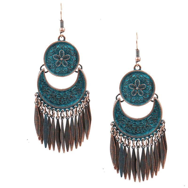 SCIONE Fashionable Flower Earrings Ladies Metallic Tassel Pendant Earrings Charm Earrings