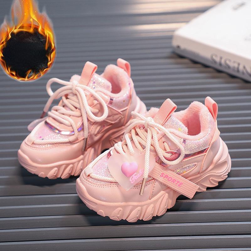 Zapatillas de deporte con lentejuelas para niñas, zapatos para niños, moda para bebés, zapatos deportivos cálidos para correr