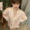 "Cake Bear" Korean Girl Pajamas Cartoon Ice Silk Long Sleeve Set Spring and Autumn Thin Loungewear