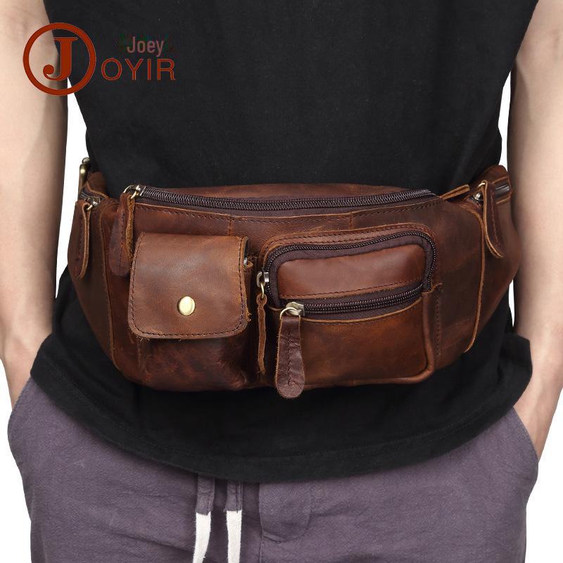 Cross-Border Multifunctional Men's Genuine Crazy Horse Leather Outdoor Sports Waist and Chest Bag Retro Messenger Bag