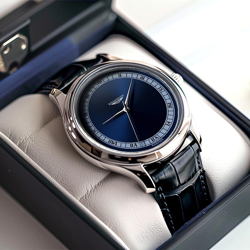 Men Wristwatch Business Quartz Clock Simple Leather Watch