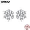 WOSTU Newest Snowflake Stud Earrings For Women 925 Sterling Silver Full of Zircon Crsytal Party Stud Earrings Fine Jewelry Gift