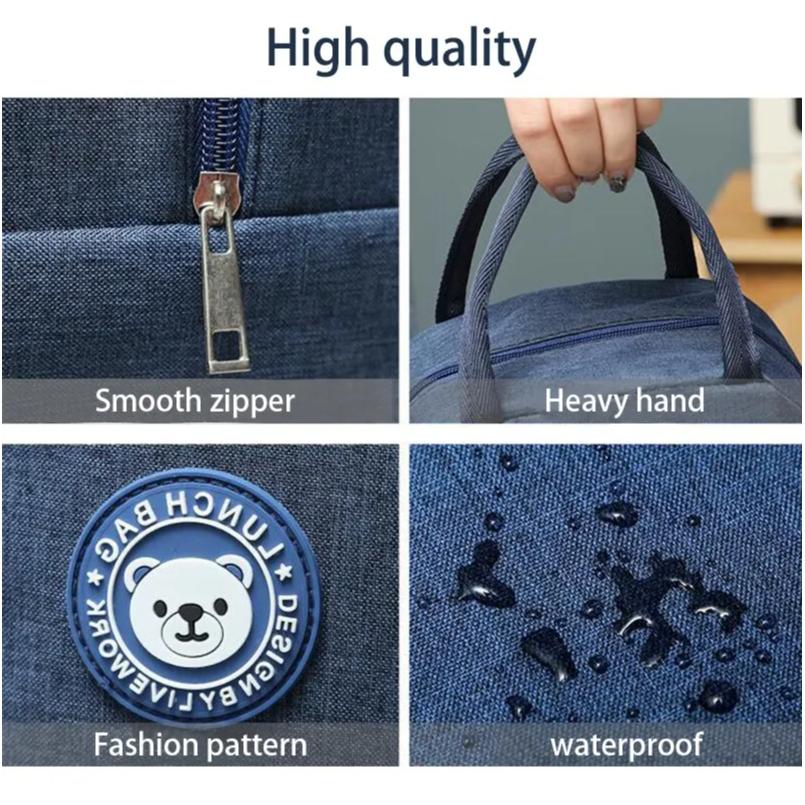 Insulated Lunch Bag Women Kids Cooler Bag Thermal Bag Portable Ice Pack Tote Canvas Food Container Food Picnic Bags