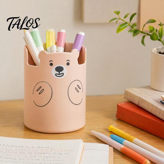Cute Bear 2-in-1 Pen Holder & Phone Stand, Macaron Colors Desk Organizer, Large Capacity Storage for Pens Makeup Brushes Scissors Stationery, Gift