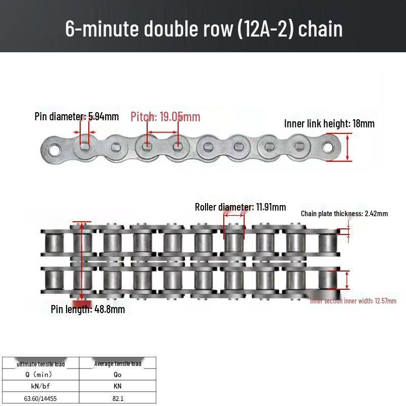 Double Row Industrial Transmission Chain with Single Row Sprocket for Large Chains