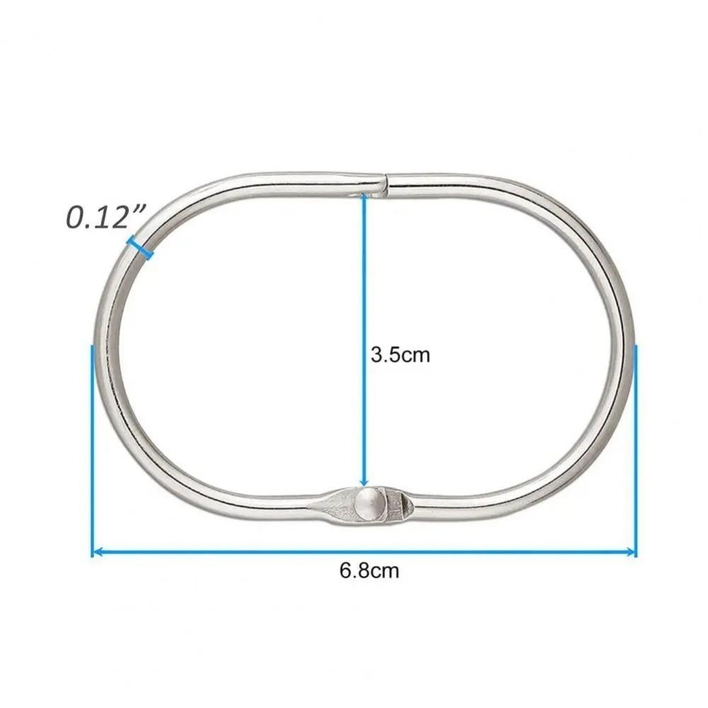 12pcs Oval Shower Curtain Hooks Rings Iron Gliding Hooks For Bathroom Curtains Rods