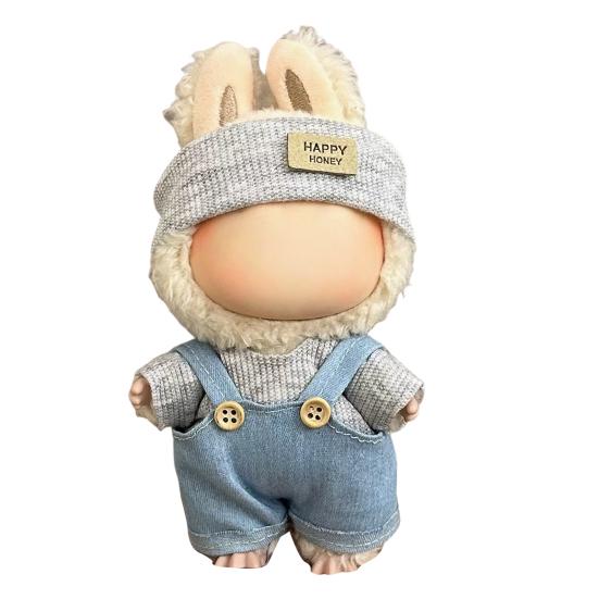 17cm Doll Clothes Set Hat Overalls Doll Outfit Playtime Doll Attire Easy Dressing Fashion Accessories