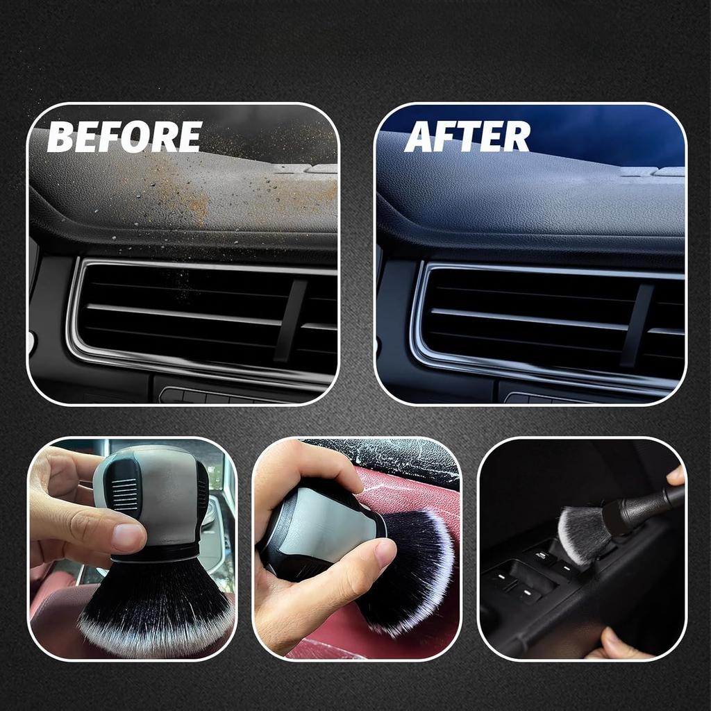 Car Interior Detailing Brush, Soft Bristle Cleaning Tools with Waterproof Ergonomic Handle Car Wash Brush, Car Accessories with Bracket for Women
