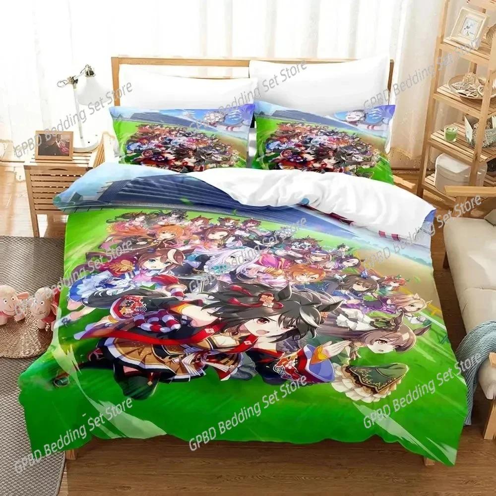 Comforter Anime Uma Musume Pretty Derby Bedding Set Bedroom Soft Modern S Comefortable Kids