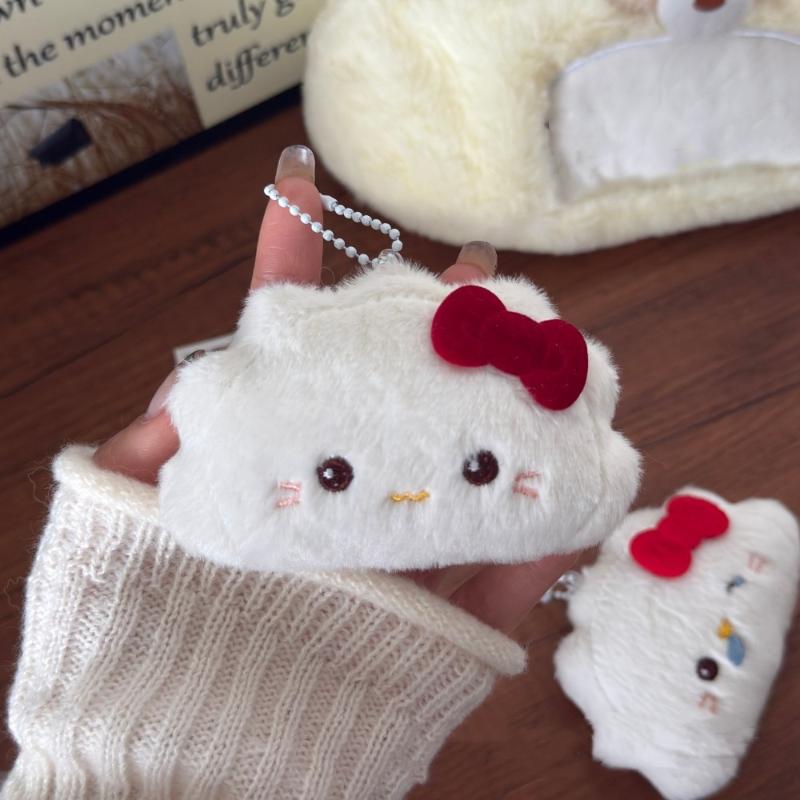 Cute Cartoon Plush Dumpling Keychain Doll Pendant Keychain Kawaii Backpack Hanging Ornament Decoration Accessories Gifts
