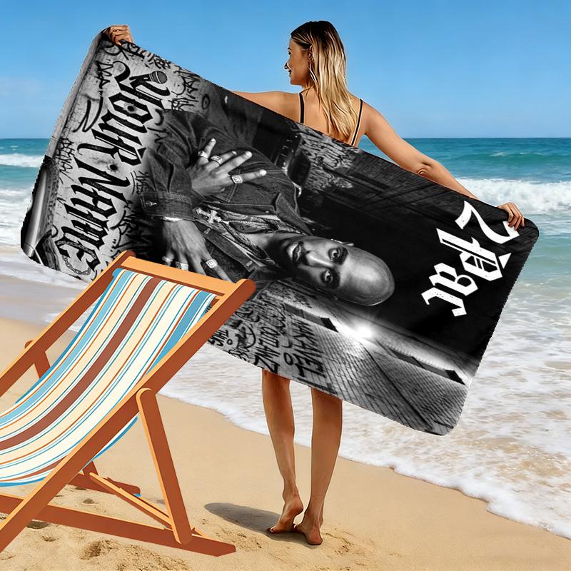 Name Custom Tupac Poster Print Beach Towel, Large Soft Quick Dry Towel for Beach Camping Swimming