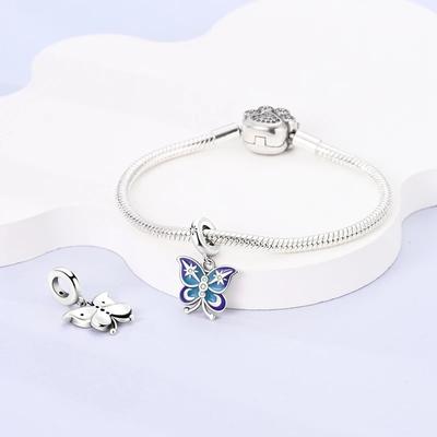 Charm Copper Dreamy Starry Night Butterfly Bead Fits Charm Plata Genuine Bracelets Bead Women Jewelry Crafting DoItYourself