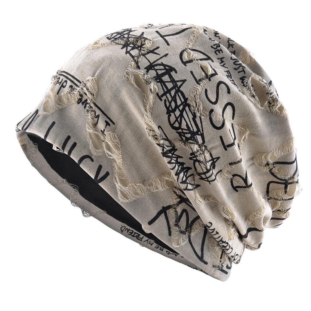 Thin Bonnet Letter Print Beanie Loose Style Hip Hop Beanies Fashion Pullover Hat  Unisex Wear