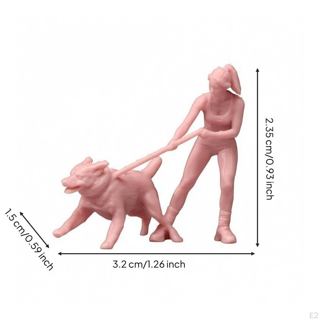 Woman Walking Dog Model 1/64 Scale Resin Decorative for Collectors