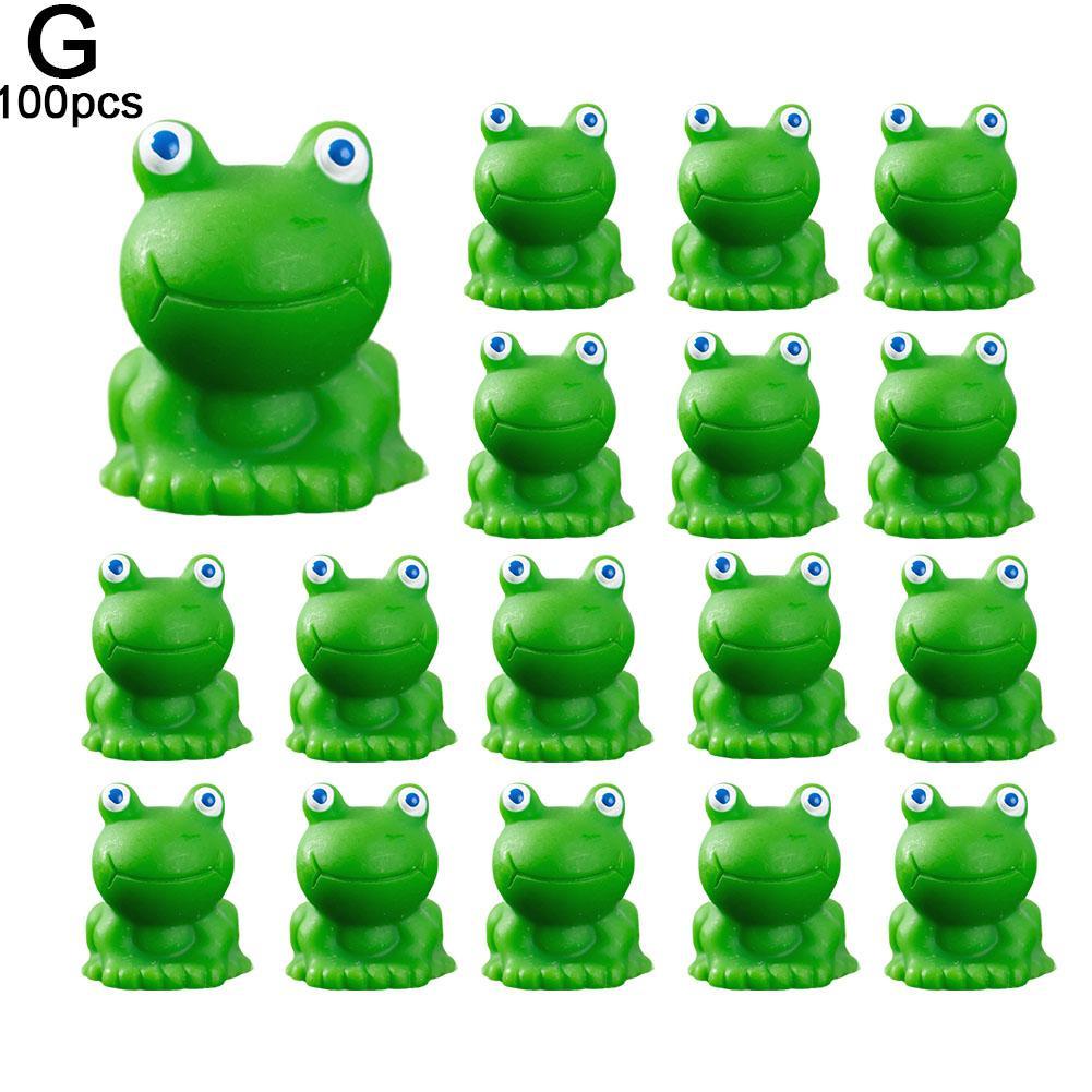 

100pc Mini Frog Garden Green Frog Figurines Tiny Plastic Frogs Fairy Garden Decor Plants Resin craftwork зелёный
