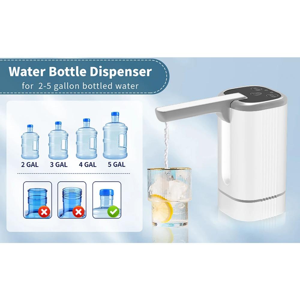 Water Dispenser Bottle Pump, Electric Water Pump for Universal 2-5 Gallon Bottle, Portable USB Charging Drinking Water Dispenser
