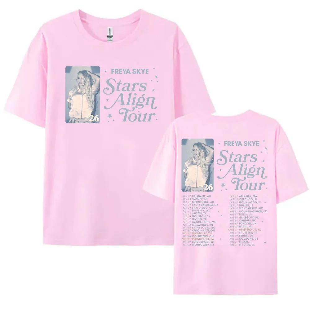 Freya Skye Stars Align Tour Global Date List Portrait Cotton TShirt Loose Fit for Freya Skye Fans Women And Unisex Tshirts