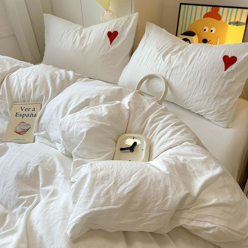 3D Embroidered Towel: 2026 Ins-Style Washed Cotton 4-Piece Set - Solid Color, Soft, Skin-Friendly, Imitation Cashmere.