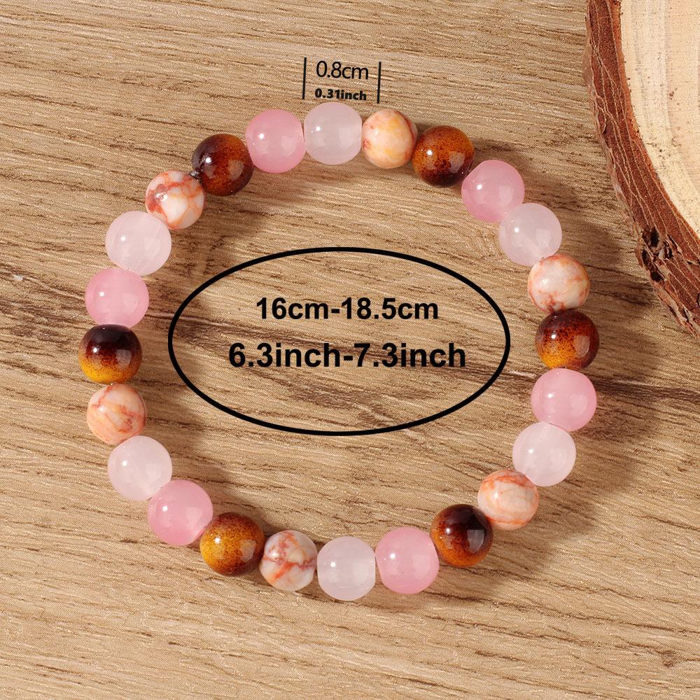 Festive Gifts Rose Quartz Agate Beaded Bracelet Warm Sweet Natural Fashion Jewelry For Women Daily Wear Gift Ideal For Love And Emotional Healing