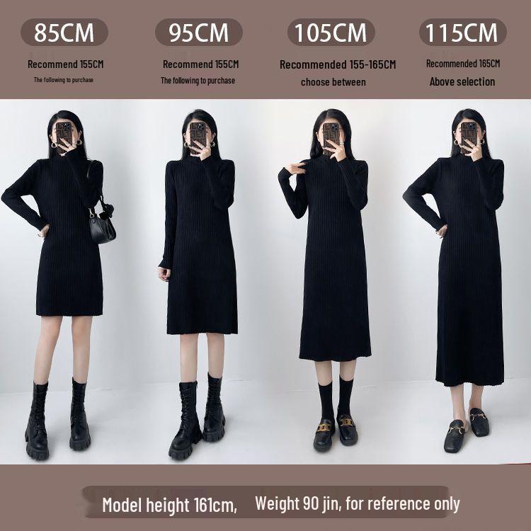Autumn Winter Over-the-Knee Long Knitted Dress: Slimming and Thickened