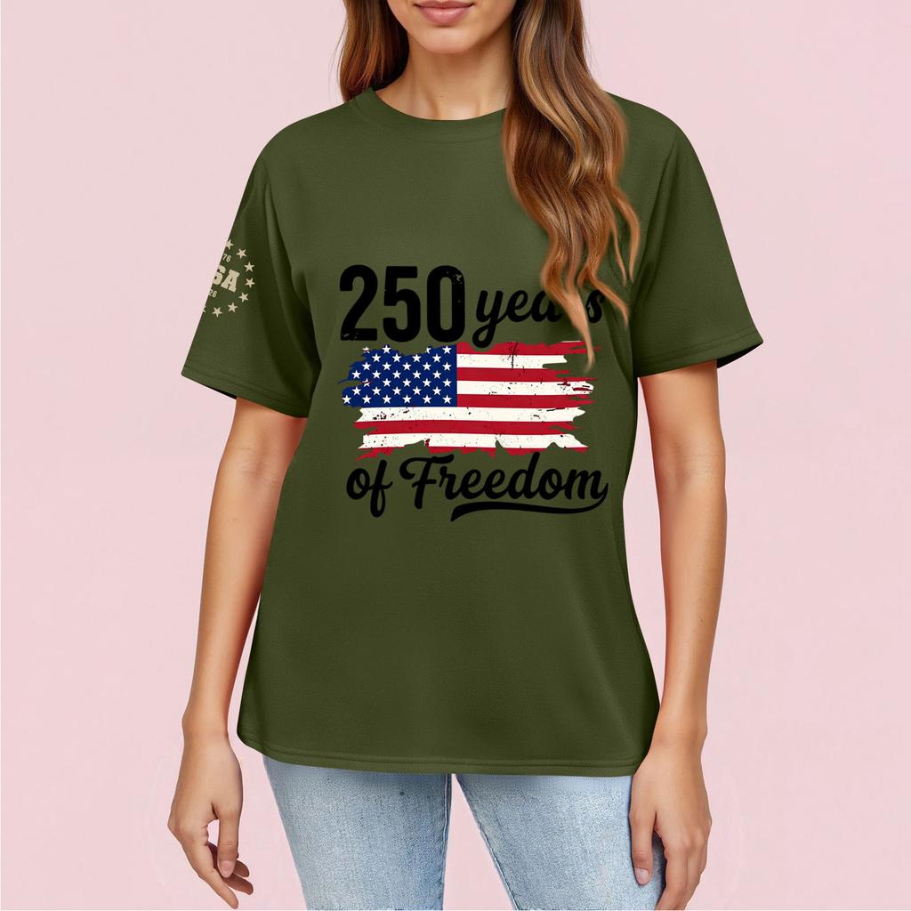 Moda feminina casual estampado manga curta gola redonda pulôver tops
