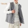 Men Waistcoat V-Neck Sleeveless Single-Breasted Vest Coat Solid Color Velvet Lined Warm Vest Jacket with Pockets
