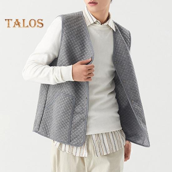 Men Waistcoat V-Neck Sleeveless Single-Breasted Vest Coat Solid Color Velvet Lined Warm Vest Jacket with Pockets