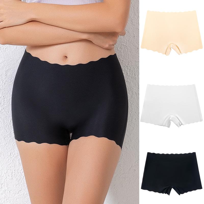Women's Sexy High-Waisted Slimming Seamless Bow Trim Pants Non-Rolling Wave High Stretch Ice Silk Anti-Chafing Solid Knitted