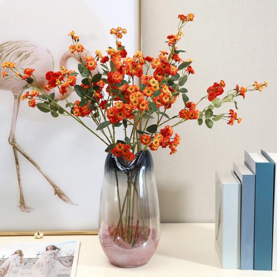 Artificial Rose Flower Branch Realistic Faux Silk Rose with Stem And Leaves for Wedding Bouquet Floral Arrangement Home Office Party Decoration