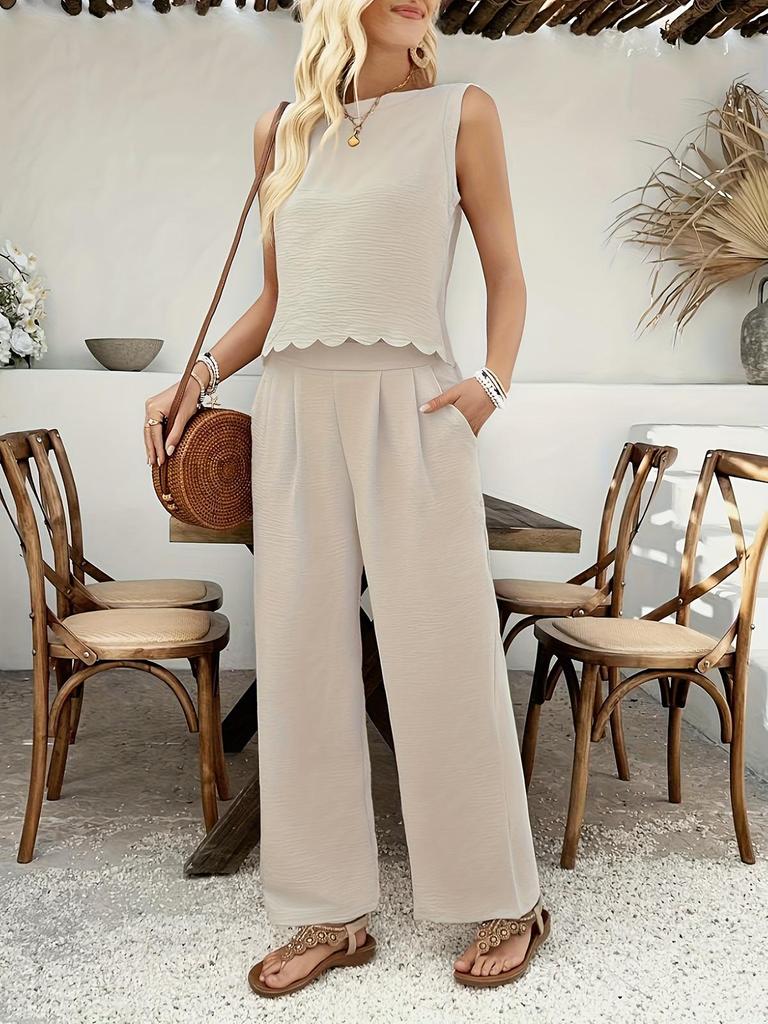 2026 Summer Women's Sleeveless Vest & Casual Long Pants Set - New European & American Fashion