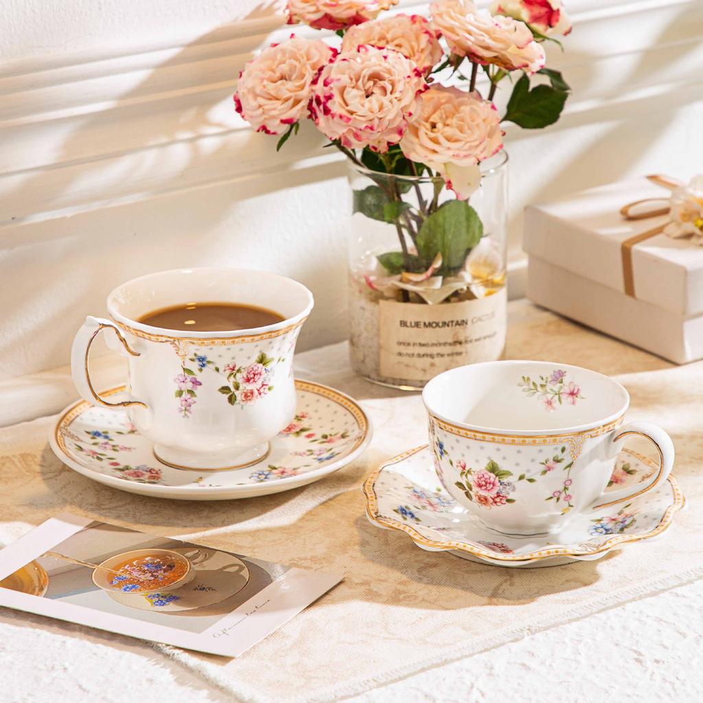 French Coffee Cup And Saucer Set, Xiaoxiangfeng Phnom Penh Ceramic Cup, Retro Floral Afternoon Tea