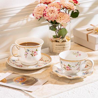 French Coffee Cup and Saucer Set Ins Xiaoxiangfeng Phnom Penh Ceramic Cup Retro Floral Afternoon Tea Mug