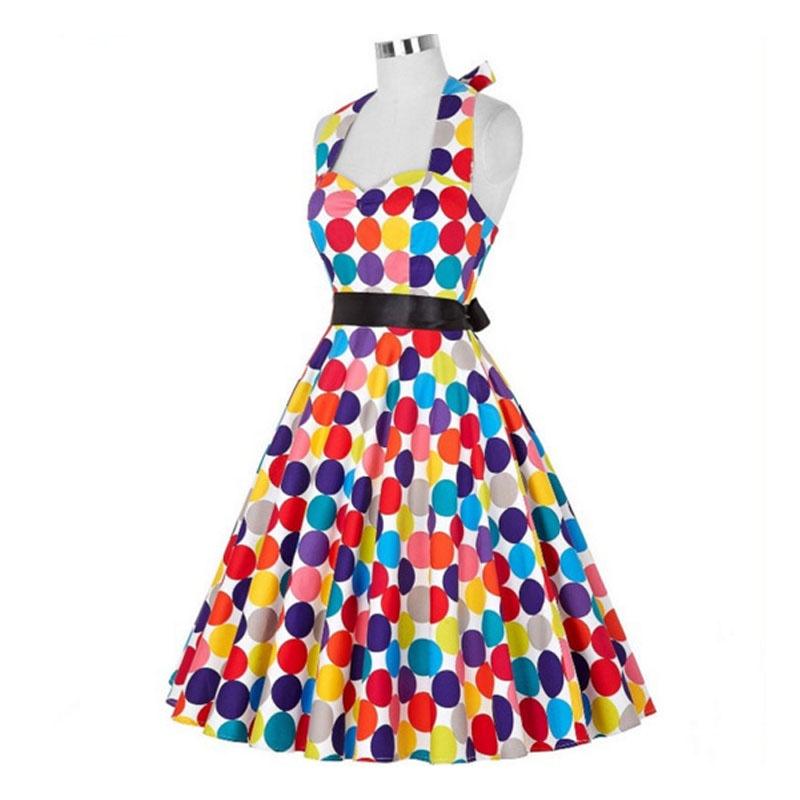 Elegante Vestito da Festa a Pois Vintage Anni '50 stile Halter di Audrey Hepburn