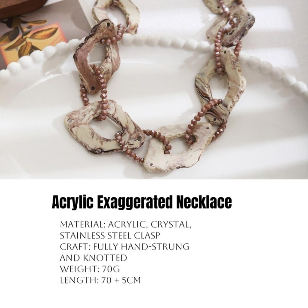 Exaggerated Retro Bohemian Acrylic Beaded Necklace Women's Ethnic Style Sweater Chain Accessories