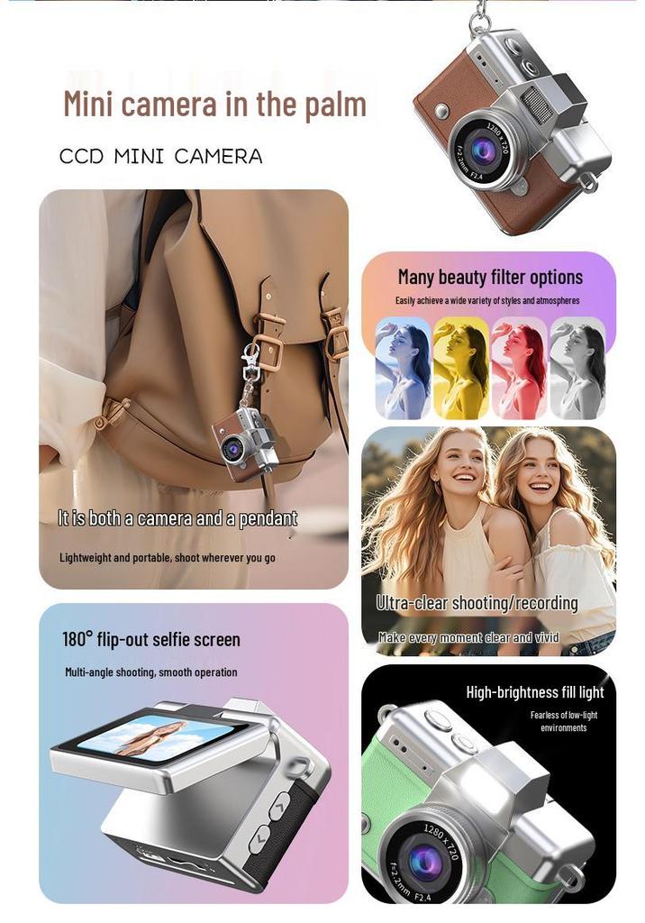 Retro Flip Screen Digital Card Camera for Students and Travelers