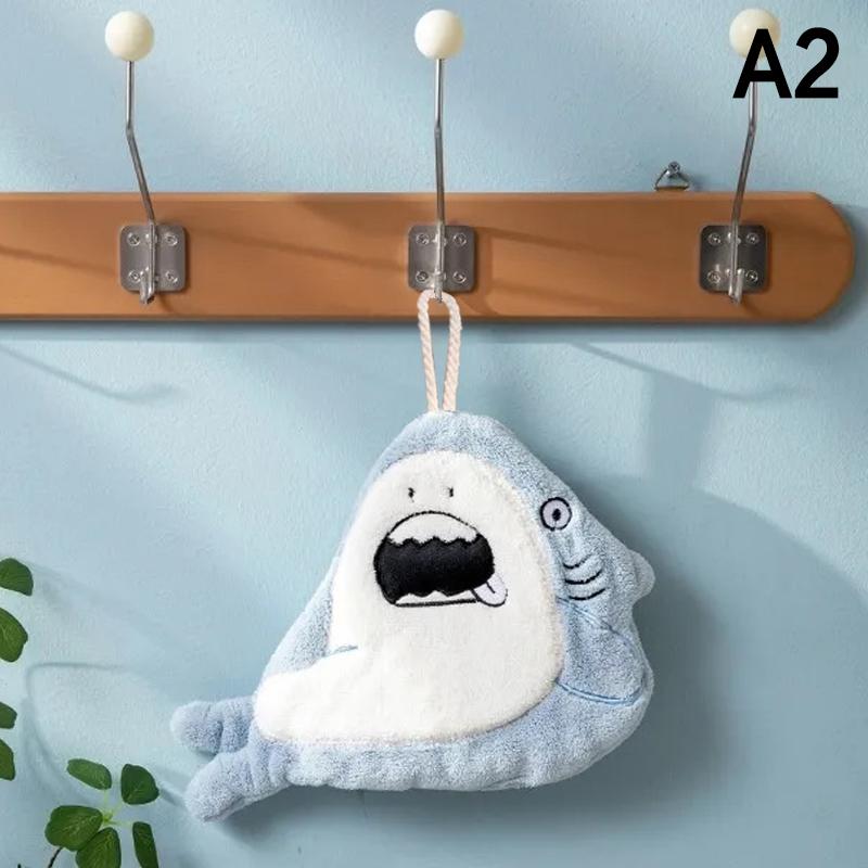 

Милое мультяшное полотенце для рук в виде акулы, быстросохнущее кухонное полотенце, чистящая салфетка, впитывающее подвесное полотенце из кораллового вельвета, аксессуары для ванной