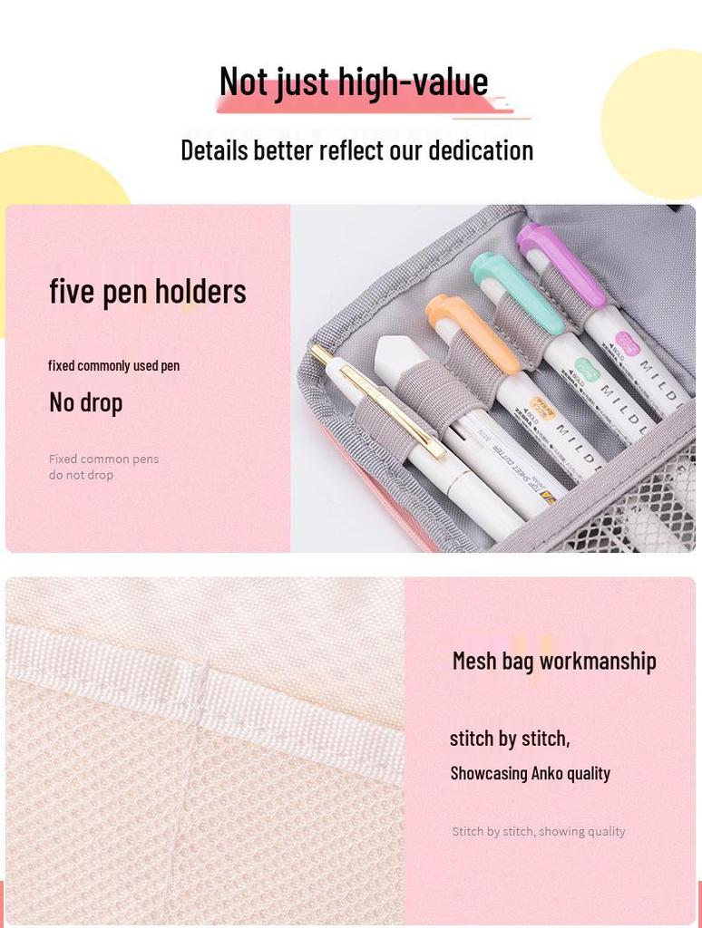 Large Korean-Style Canvas Pencil Case: Cute, Multifunctional, and Fresh Design for Students