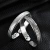 S925 Thai Silver Bracelet Do Old Bracelet Retro Fashion All -Match Couple Style True Word Open Bracelet Boutique Jewelry Gift