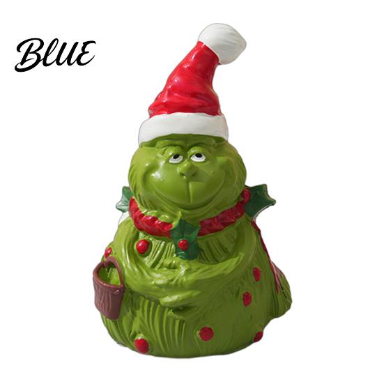 Christmas Elf Ornaments Green Monsters Ornament with Santa Hat And Scarf, Resin Frog Outdoor Garden Statues Figurine for Home Decoration, Landscaping
